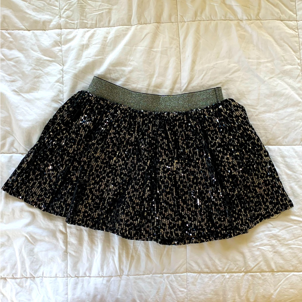 Black and silver Justice sequin tutu skirt with attached shorts girls size 12
